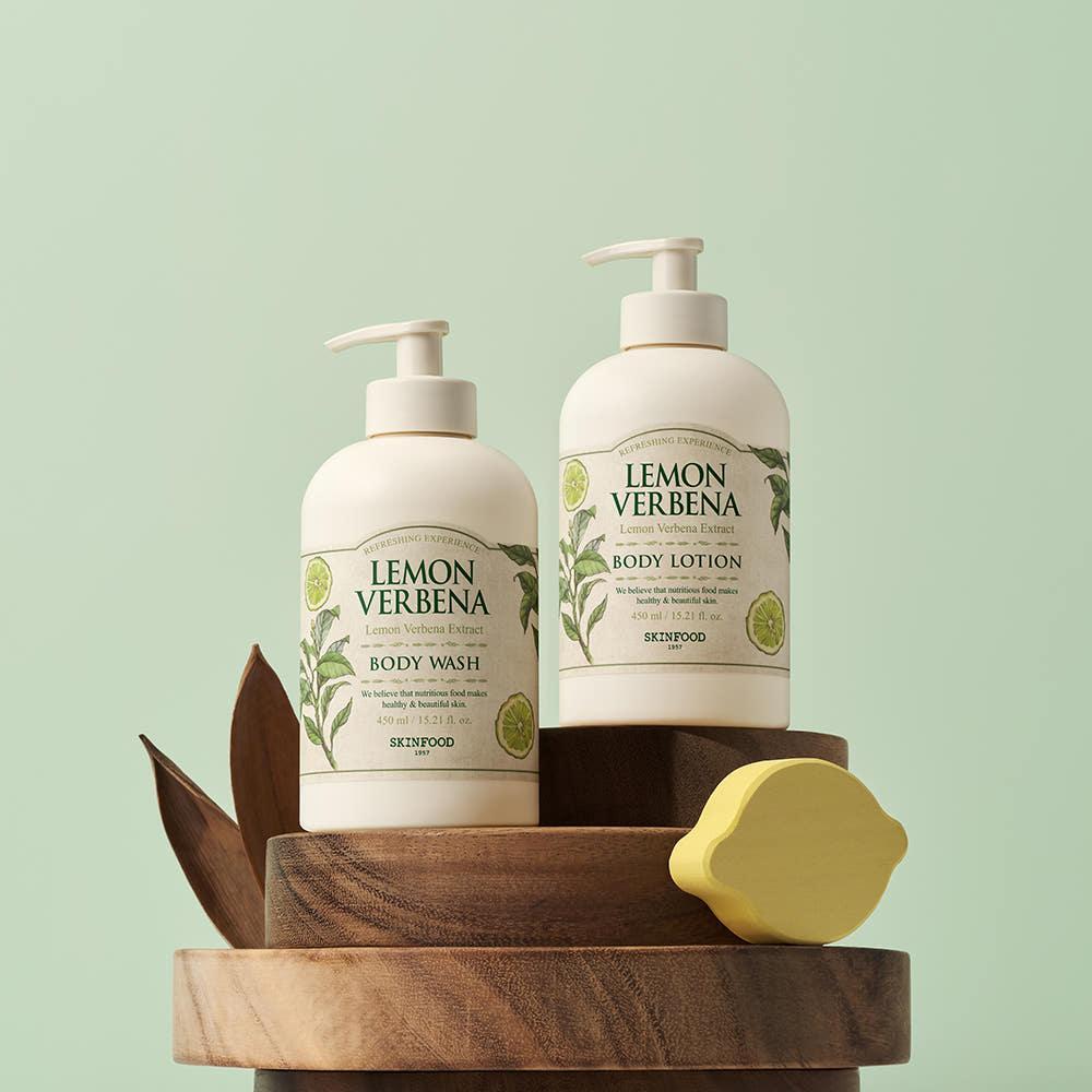 SKINFOOD Lemon Verbena Body Wash 450ml | Refreshing Daily Cleanser with Citrus Extract for Hydrated & Revitalised Skin