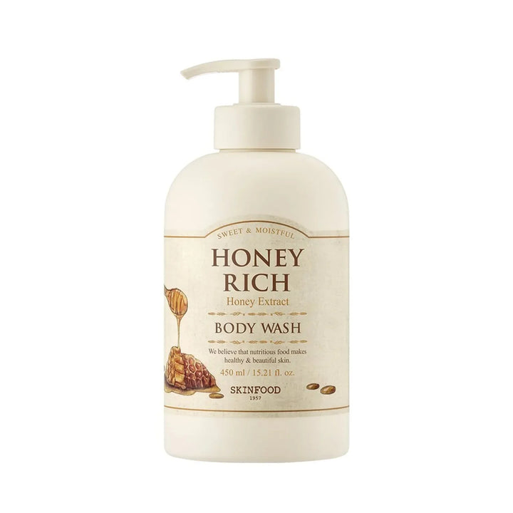 SKINFOOD Honey Rich Body Wash& 450 ml | A Moisturising Cleanser with Honey-Infused Bubbles for Silky Glowing Skin