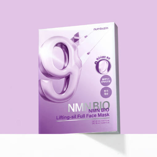 numbuzin No.9 NMN BIO Lifting-sil Full Face Mask 4 Sheets | Instant Lifting Mask with NMN, NAD, ATP + Bonus Fabric Lifting Band
