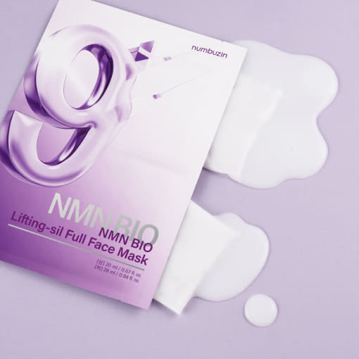 numbuzin No.9 NMN BIO Lifting-sil Full Face Mask 4 Sheets | Instant Lifting Mask with NMN, NAD, ATP + Bonus Fabric Lifting Band
