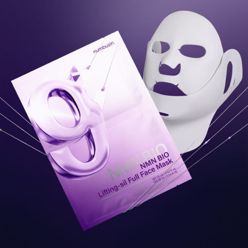 numbuzin No.9 NMN BIO Lifting-sil Full Face Mask 4 Sheets | Instant Lifting Mask with NMN, NAD, ATP + Bonus Fabric Lifting Band