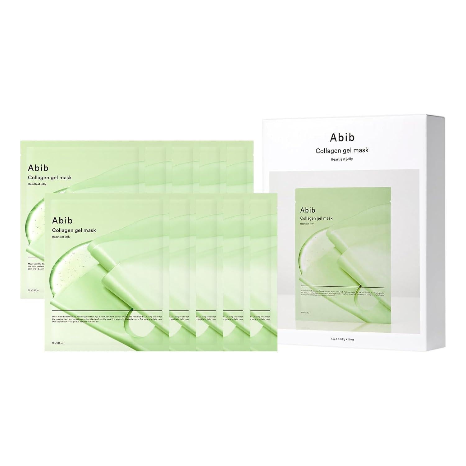 Abib Collagen Gel Mask #Heartleaf Jelly – Calming Vegan Hydrogel Mask for Sensitive Skin – 35g x 10ea