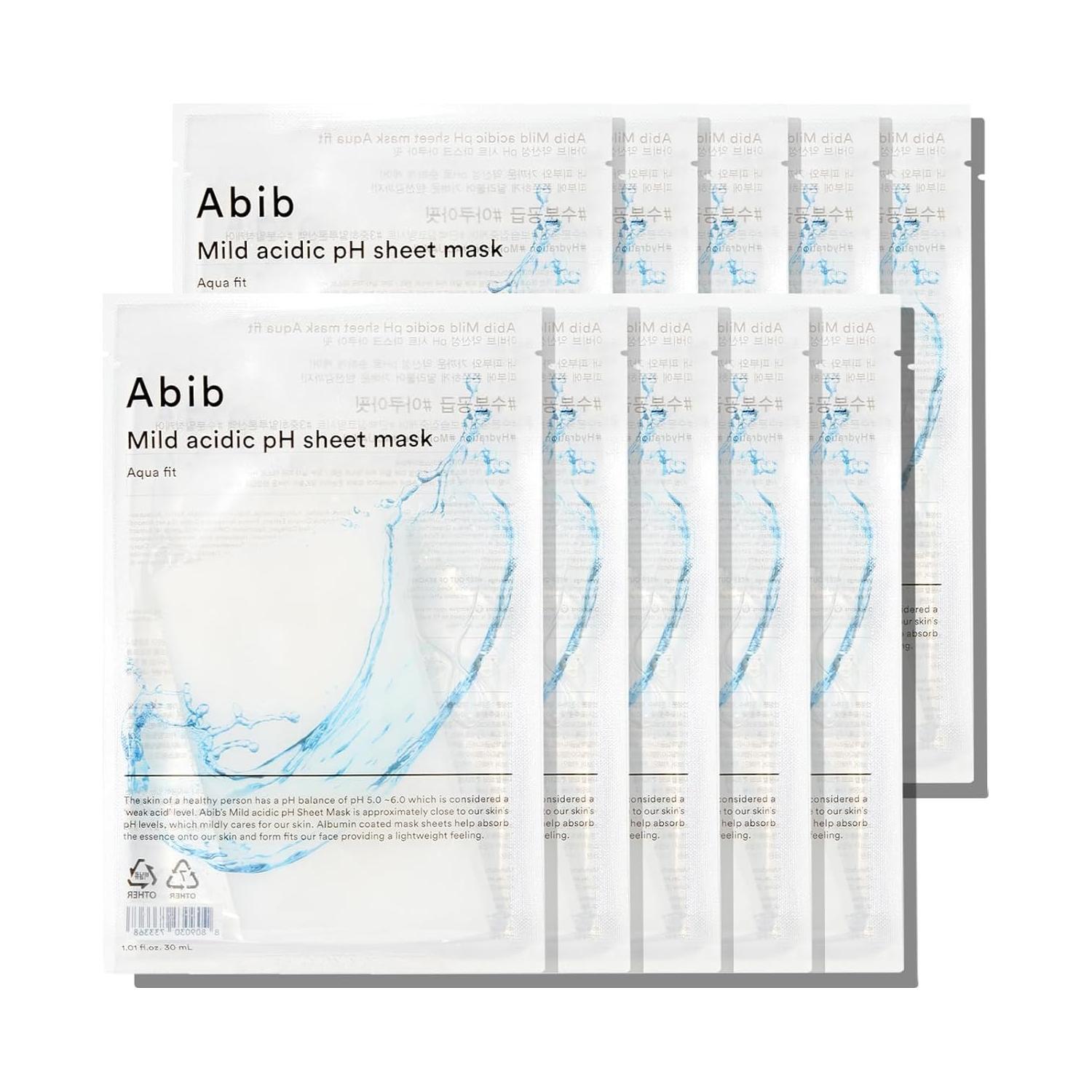 Abib Mild Acidic pH Sheet Mask Aqua Fit – Deep Hydration & Skin Balancing – 30ml x 10ea