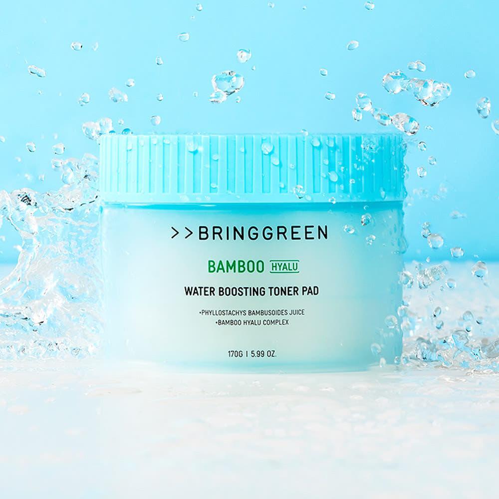 BRINGGREEN Bamboo Hyalu Water Boosting Toner Pad Set – 170g/80 Pads + 170g Refill | Instant Hydration & Skin Comfort