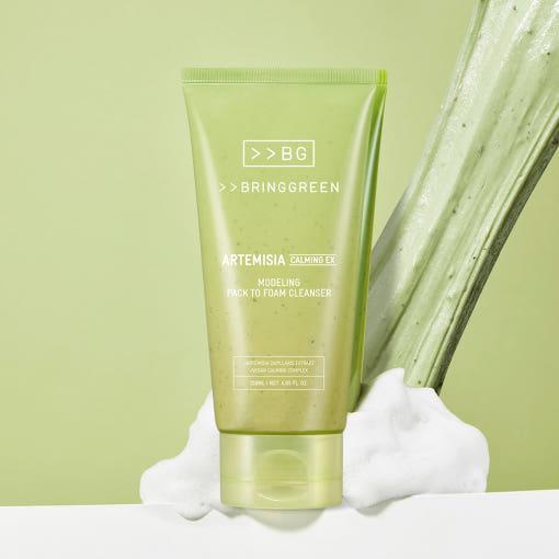 BRINGGREEN Artemisia Calming EX Modeling Pack to Foam Cleanser – 120ml | 2-in-1 Soothing Mask & Gentle Cleanser