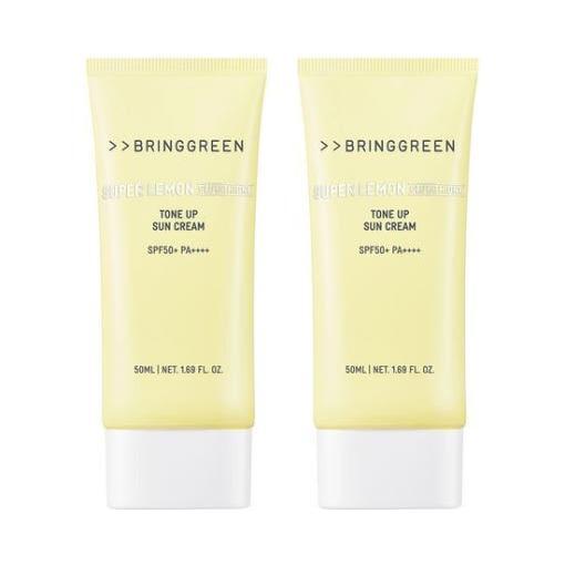 BRINGGREEN Super Lemon Glutathione Tone Up Sun Cream SPF 50+ – 50ml + 50ml Set | Brightening Sun Protection with Deep Melanin Care