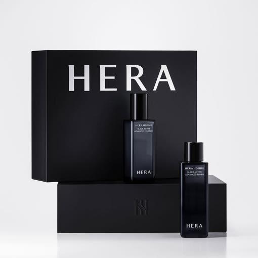 HERA Homme Black Active Special Set – Anti-Ageing Toner & Emulsion Duo for Men – Toner 125ml + Emulsion 110ml