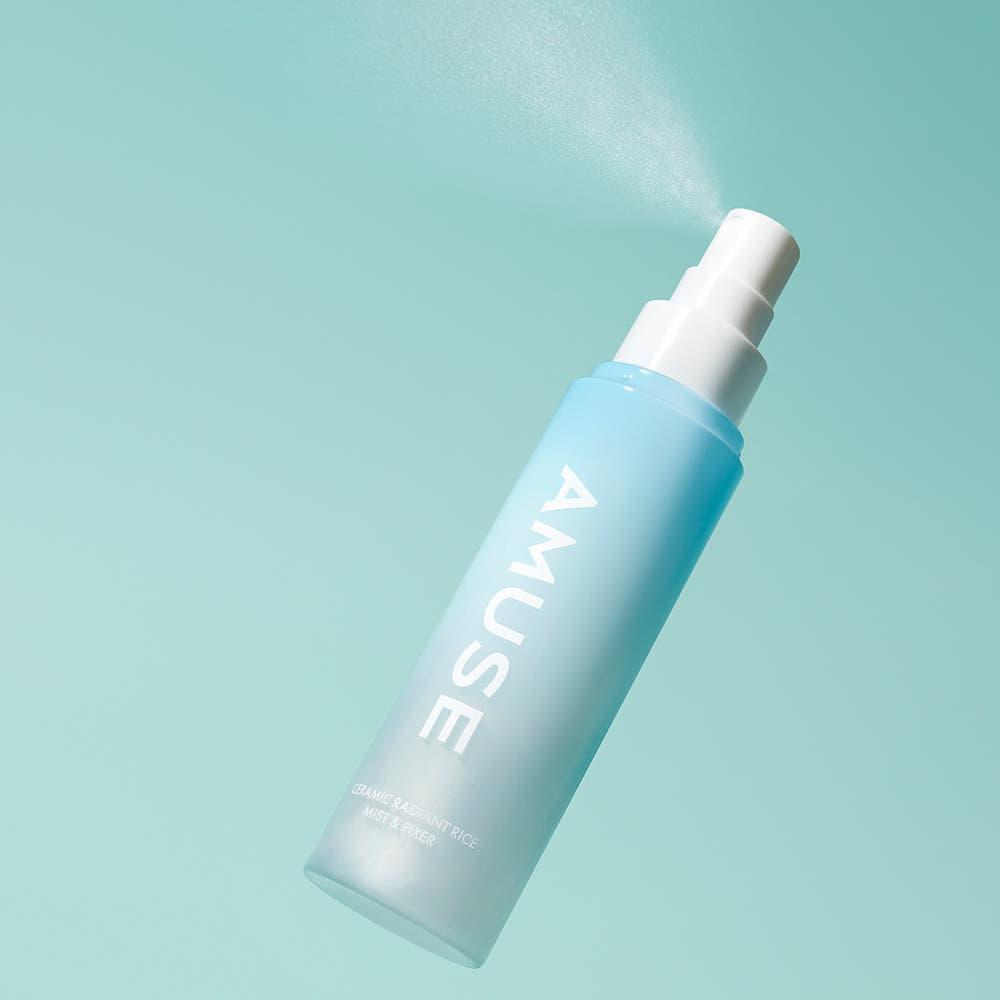 AMUSE Ceramic Radiant Rice Mist & Fixer 80ml | 24H Makeup Hold & Hydrating Vegan Setting Spray