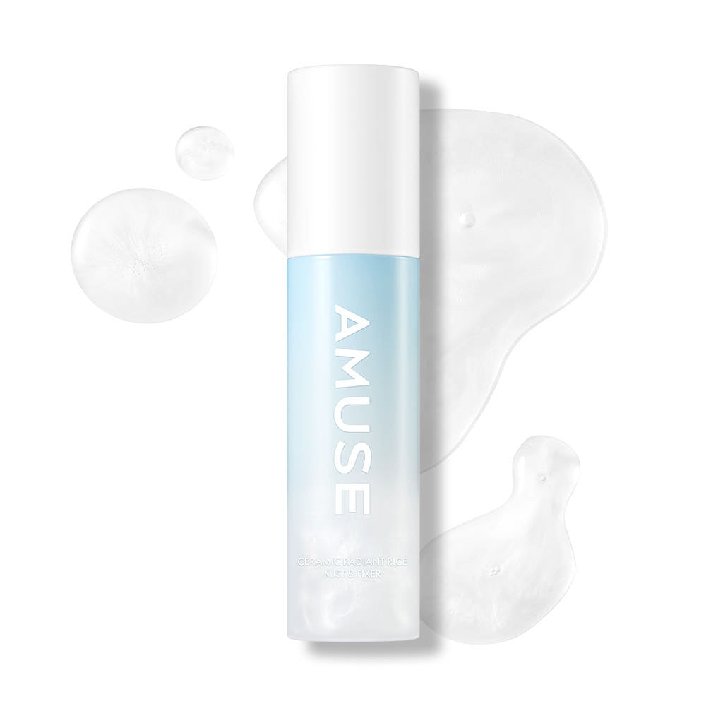 AMUSE Ceramic Radiant Rice Mist & Fixer 80ml | 24H Makeup Hold & Hydrating Vegan Setting Spray
