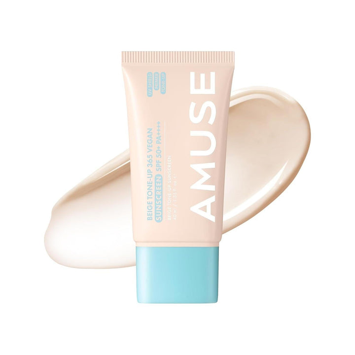 AMUSE Beige Tone Up 365 Vegan Sun Cream SPF50+ PA++++ 40ml | Natural Radiance with 24H Tone Correction & Daily UV Defense