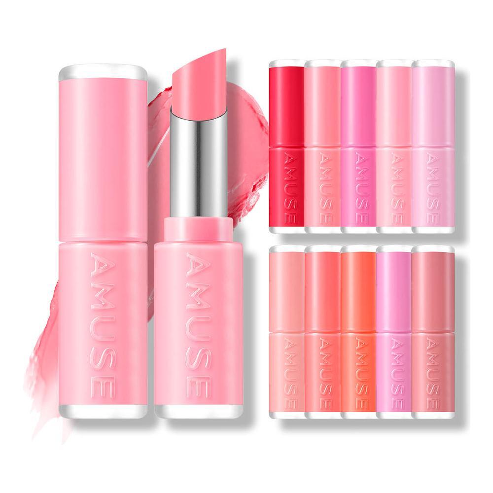 AMUSE Fondue Balm 3.2g (10 Colors) | Plumping, Hydrating Anti-Aging Lip Balm with Melting Fondue Texture