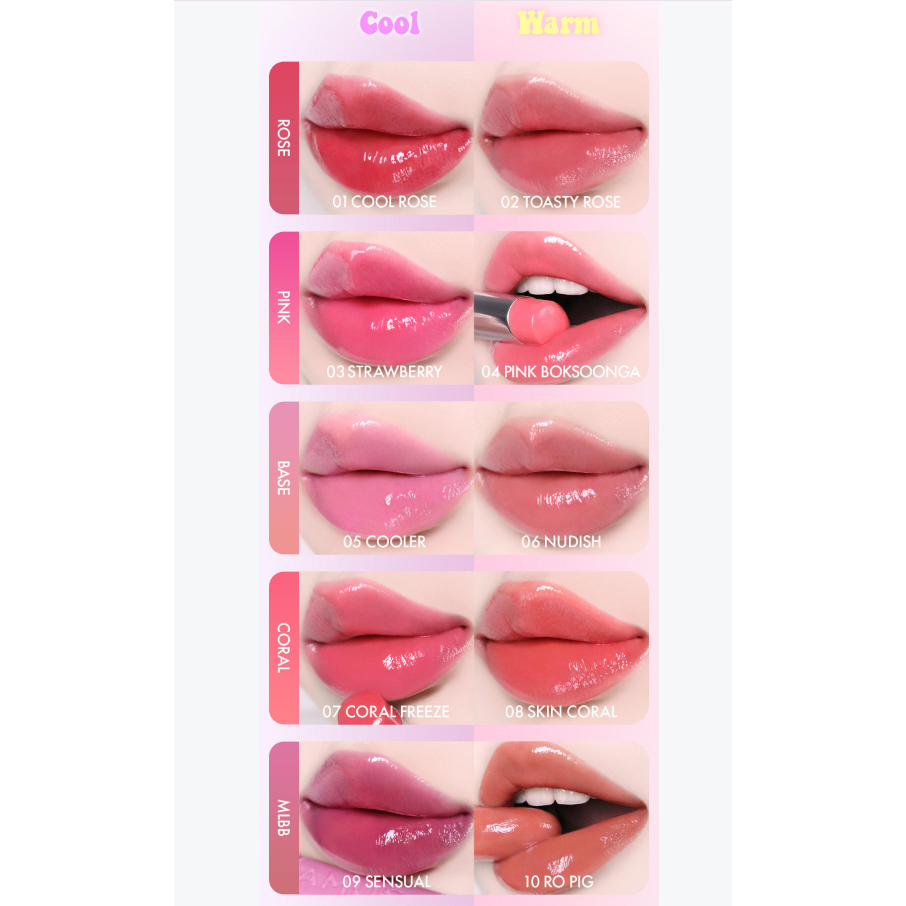 AMUSE Fondue Balm 3.2g (10 Colors) | Plumping, Hydrating Anti-Aging Lip Balm with Melting Fondue Texture