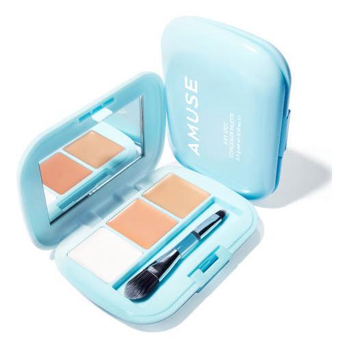 AMUSE Airy Spot Concealer Palette 3g | All-in-One Coverage for Blemishes, Dark Circles & Highlighting