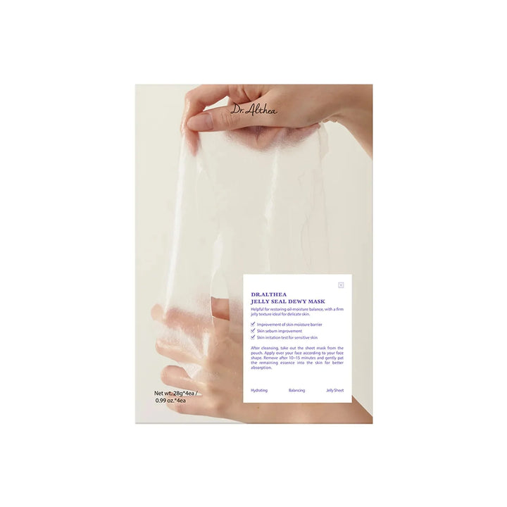 Dr.Althea Jelly Seal Dewy Mask Sheet 28g x 4ea | Deep Hydration & Skin Barrier Repair for Sensitive Skin