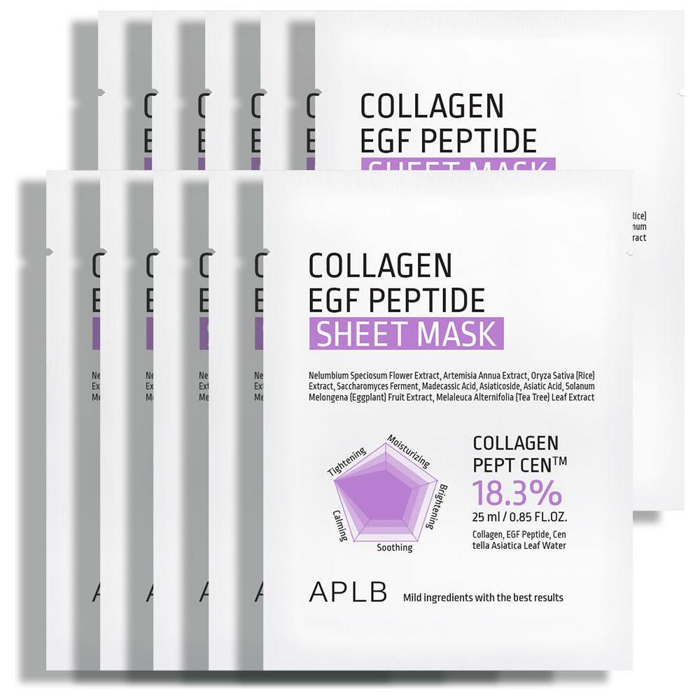 APLB Collagen EGF Peptide Sheet Mask  10 Pack Professional-Grade Firming & Revitalising Treatment
