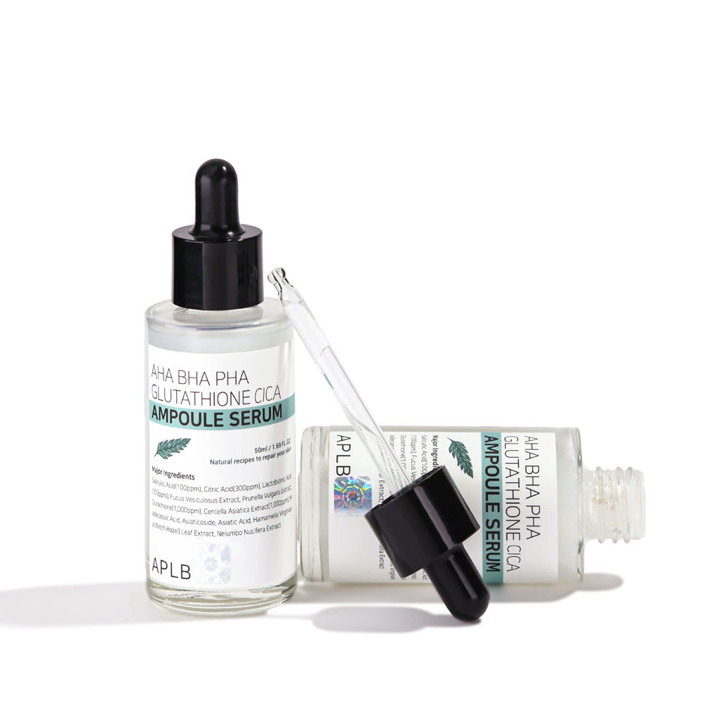APLB AHA BHA PHA Glutathione Cica Ampoule Serum  50ml | Gentle Exfoliating &  Brightening Treatment for Sensitive Skin