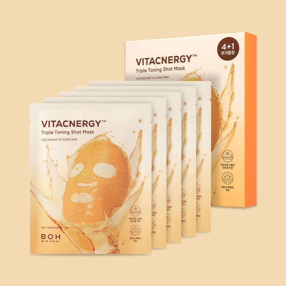 BIO HEAL BOH Vitacnergy Triple Toning Shot Mask 5-Pack | Clinical-Grade Vitamin C Brightening Treatment