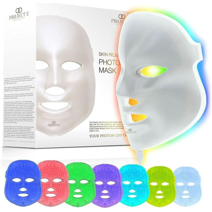 Project E Beauty LED Face & Neck Mask | 7-Color Light Therapy for Radiant Skin Rejuvenation NASA-Inspired LED Technology — Professional Results, At Home
