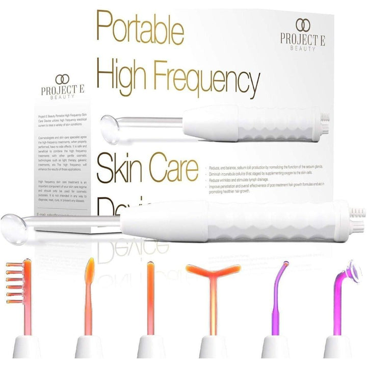 Project E Beauty Portable High Frequency Wand | Argon Gas & Violet Light Therapy for Acne, Puffiness & Skin Rejuvenation  Clearer Skin, Tighter Pores & Youthful Glow.