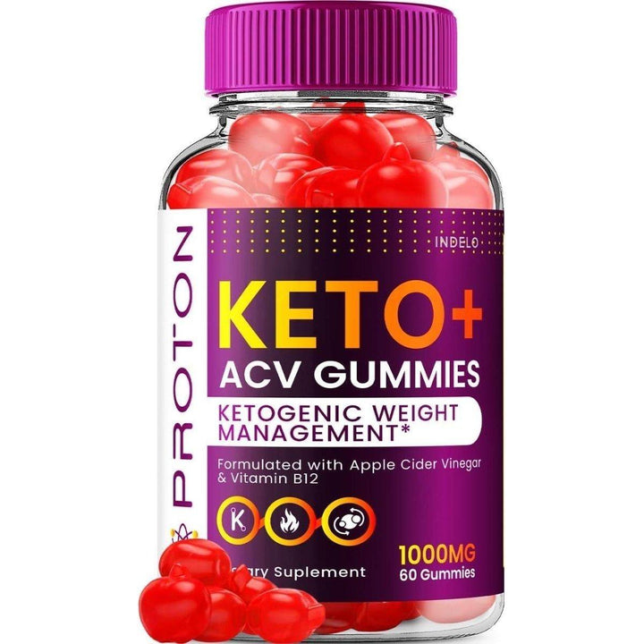 Proton Keto ACV Gummies - 1000mg (60 Gummies) | Apple Cider Vinegar + B12 + Superfoods for Weight Management & Detox Support