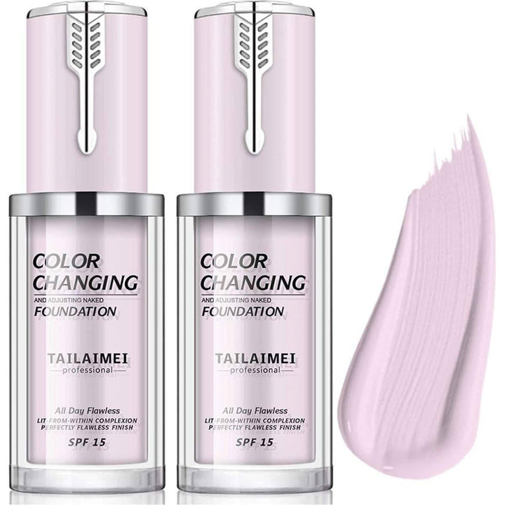 TLM Color Changing Foundation  2 Pack (30ml Each) Adaptive Coverage, Flawless Finish — For Every Skin Tone & Type