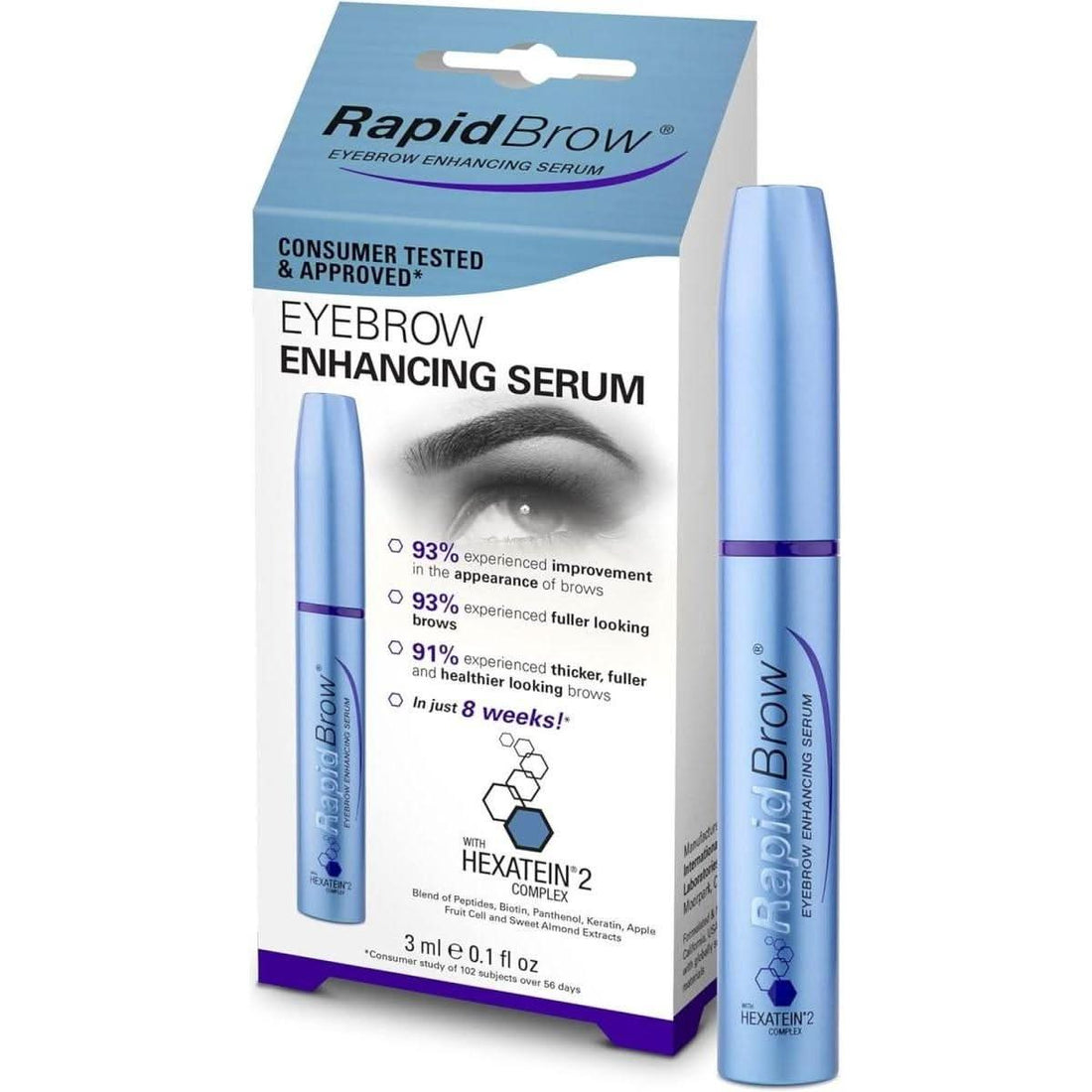 RapidBrow Eyebrow Enhancing Serum - 3ml | Fuller, Thicker Brows in 60 Days