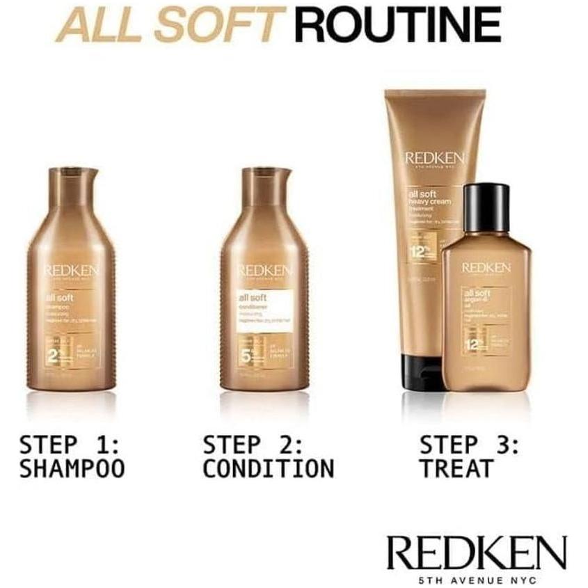 Redken All Soft Duo Shampoo & Conditioner (300ml Each) | Ultimate Softness & Shine for Dry Hair