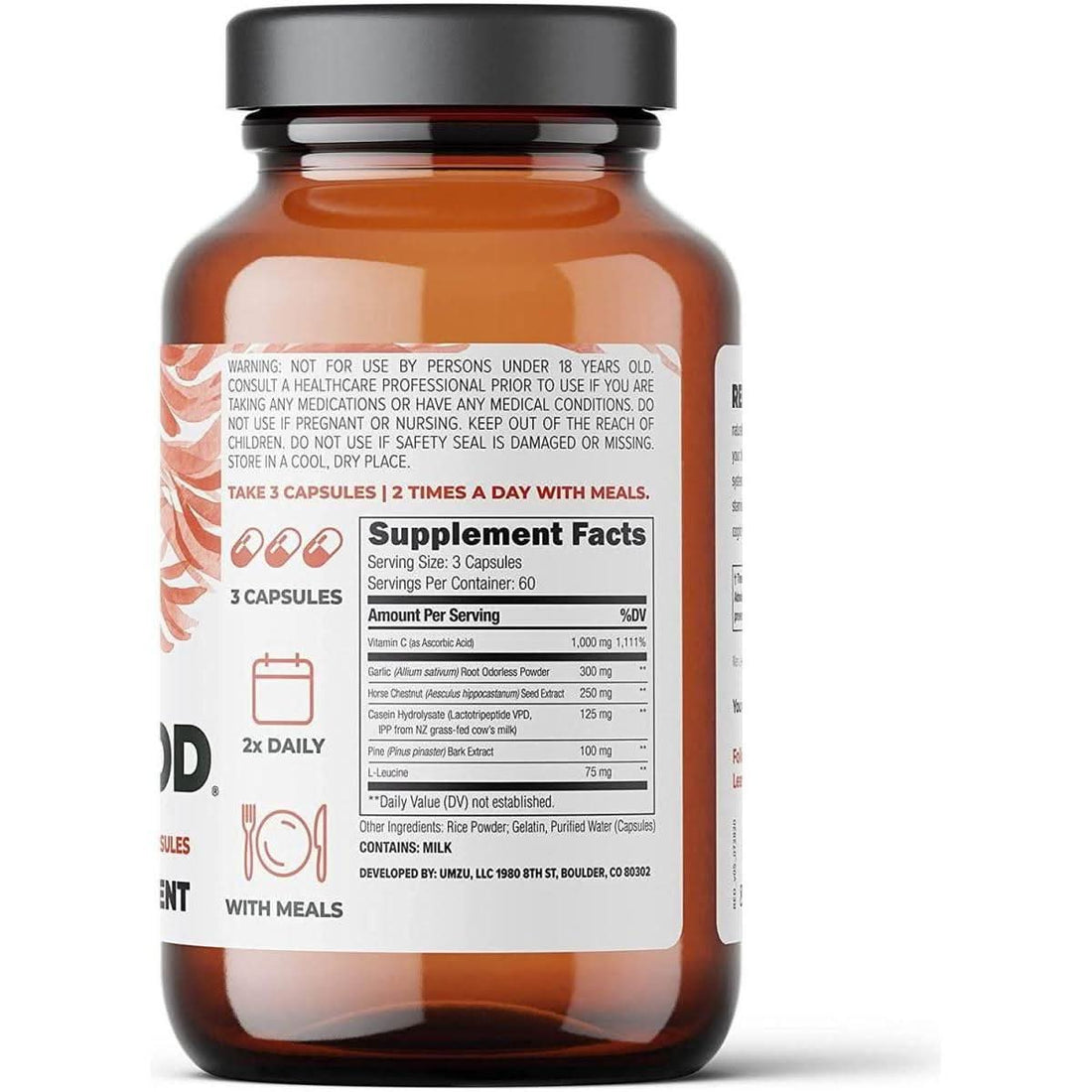 REDWOOD Nitric Oxide & Circulatory Support - 30 Day Supply - 180 Capsules