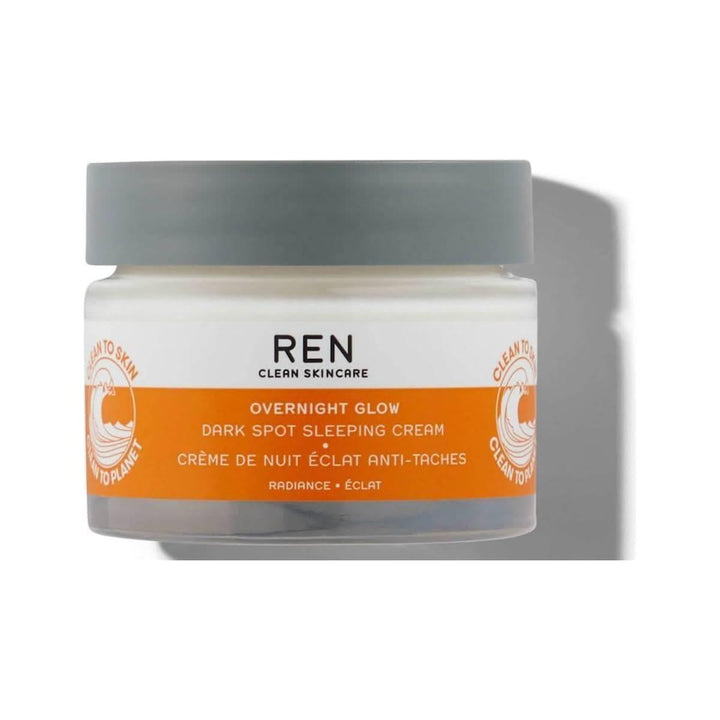 REN Clean Skincare Overnight Glow Dark Spot Sleeping Cream 50ml | Vegan Night Cream for Pigmentation & Radiance