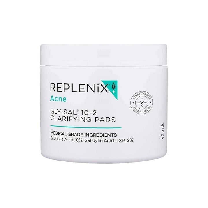 Replenix Gly-Sal 10-2 Clarifying Pads 60 Count Medical-Grade 10% Glycolic & 2% Salicylic Acid Exfoliating Acne Pads