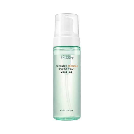 ROUND A'ROUND Green Tea Trouble Bubble Foam 200ml | pH-Balanced Gentle Cleanser