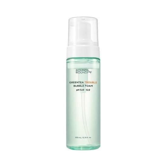 ROUND A'ROUND Green Tea Trouble Bubble Foam 200ml | pH-Balanced Gentle Cleanser