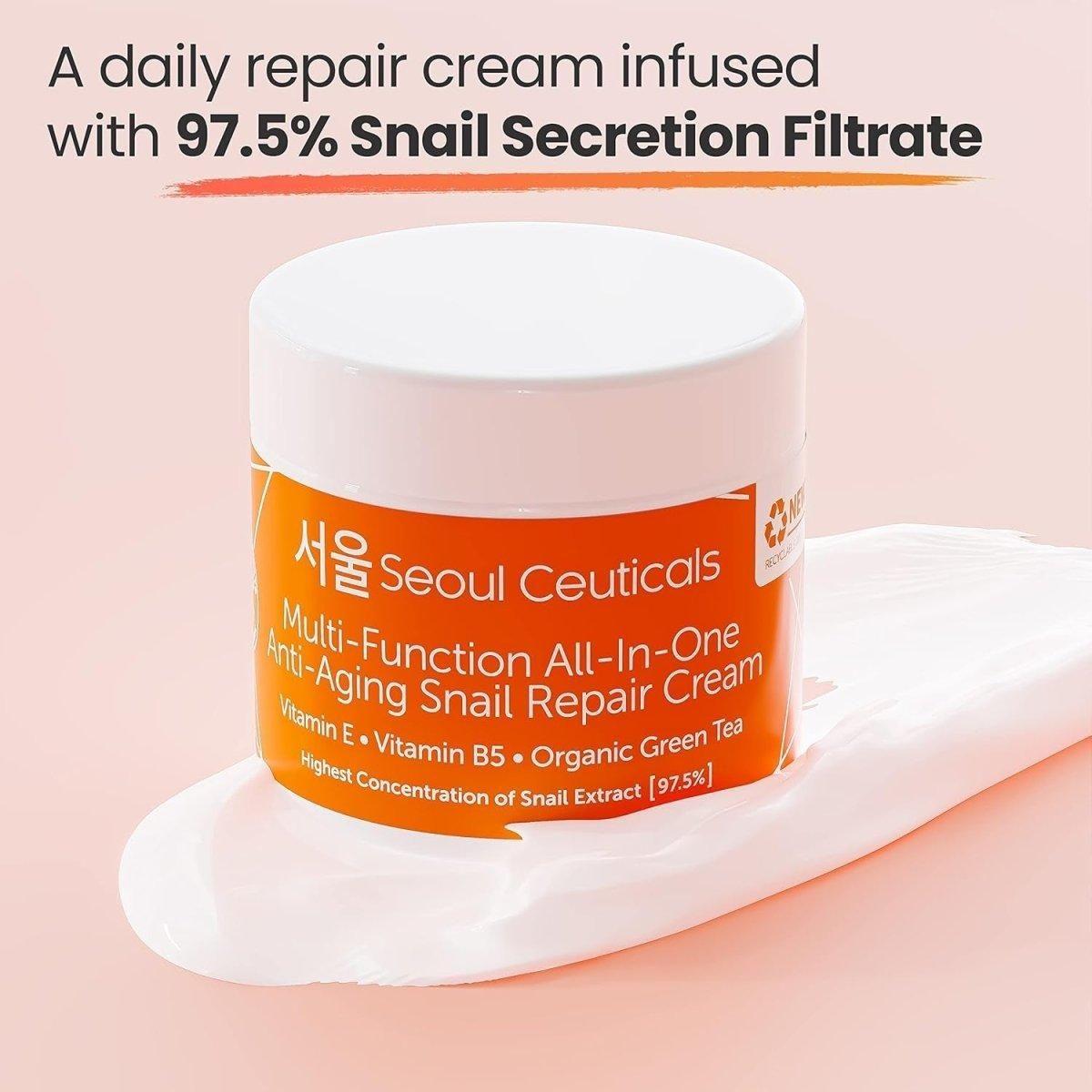SeoulCeuticals Multi Function All-In-One Snail Repair Cream The Ultimate Snail Mucin Elixir for Dewy, Reborn Skin SeoulCeuticals