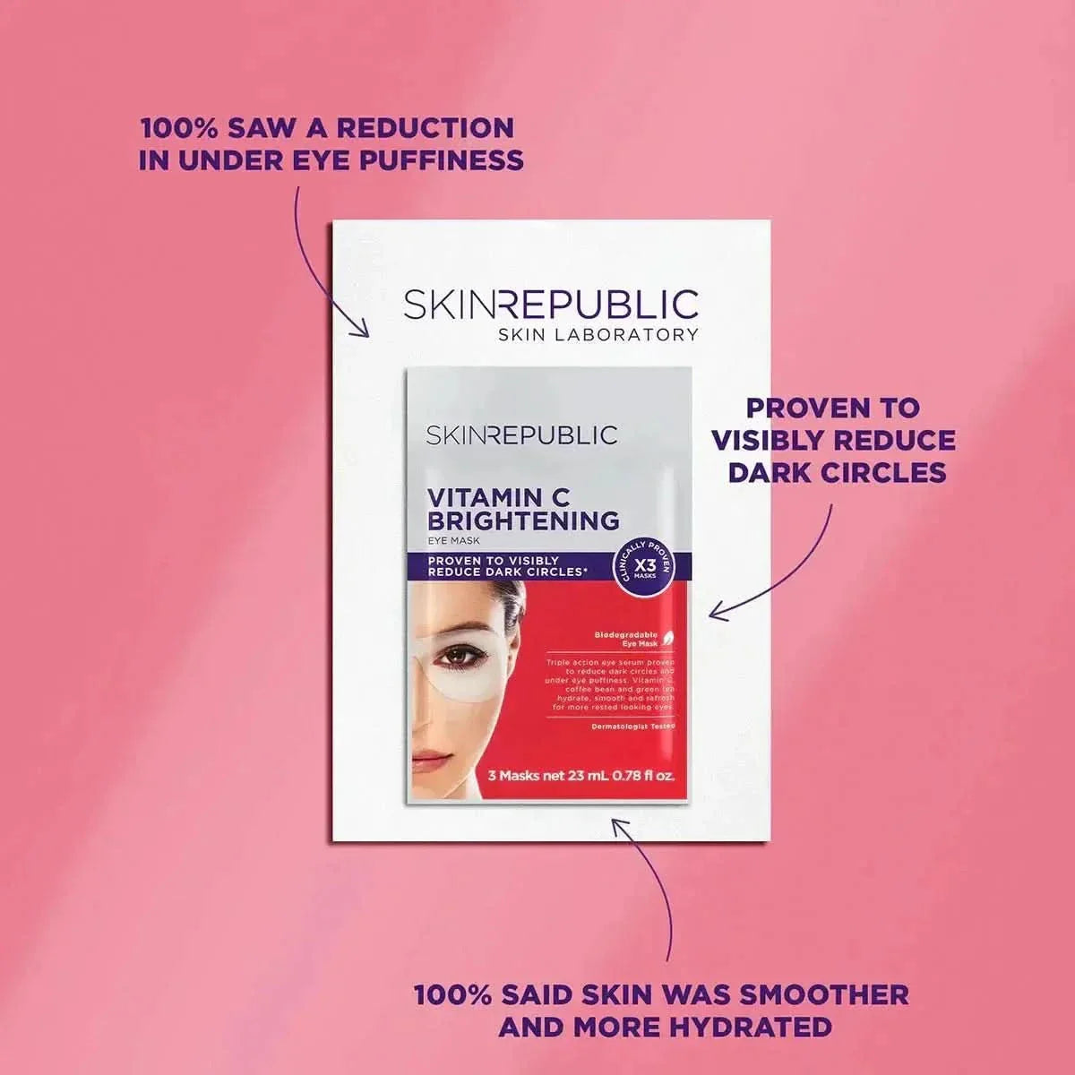 Skin Republic Brightening Eye Mask (3 Pairs) | Reduces Dark Circles & Puffiness Instantly Skin Republic