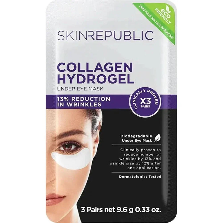 Skin Republic Collagen Hydrogel Under Eye Patches (3 Pairs) | Brightening, Firming & Anti-Aging Eye Treatment