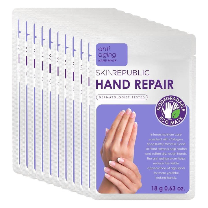 Skin Republic Hand Repair Hand Mask (Pack of 10) | Intense Hydration for Dry, Aging Hands Save 30%