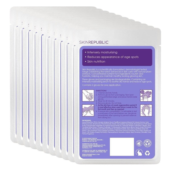 Skin Republic Hand Repair Hand Mask (Pack of 10) | Intense Hydration for Dry, Aging Hands Save 30%