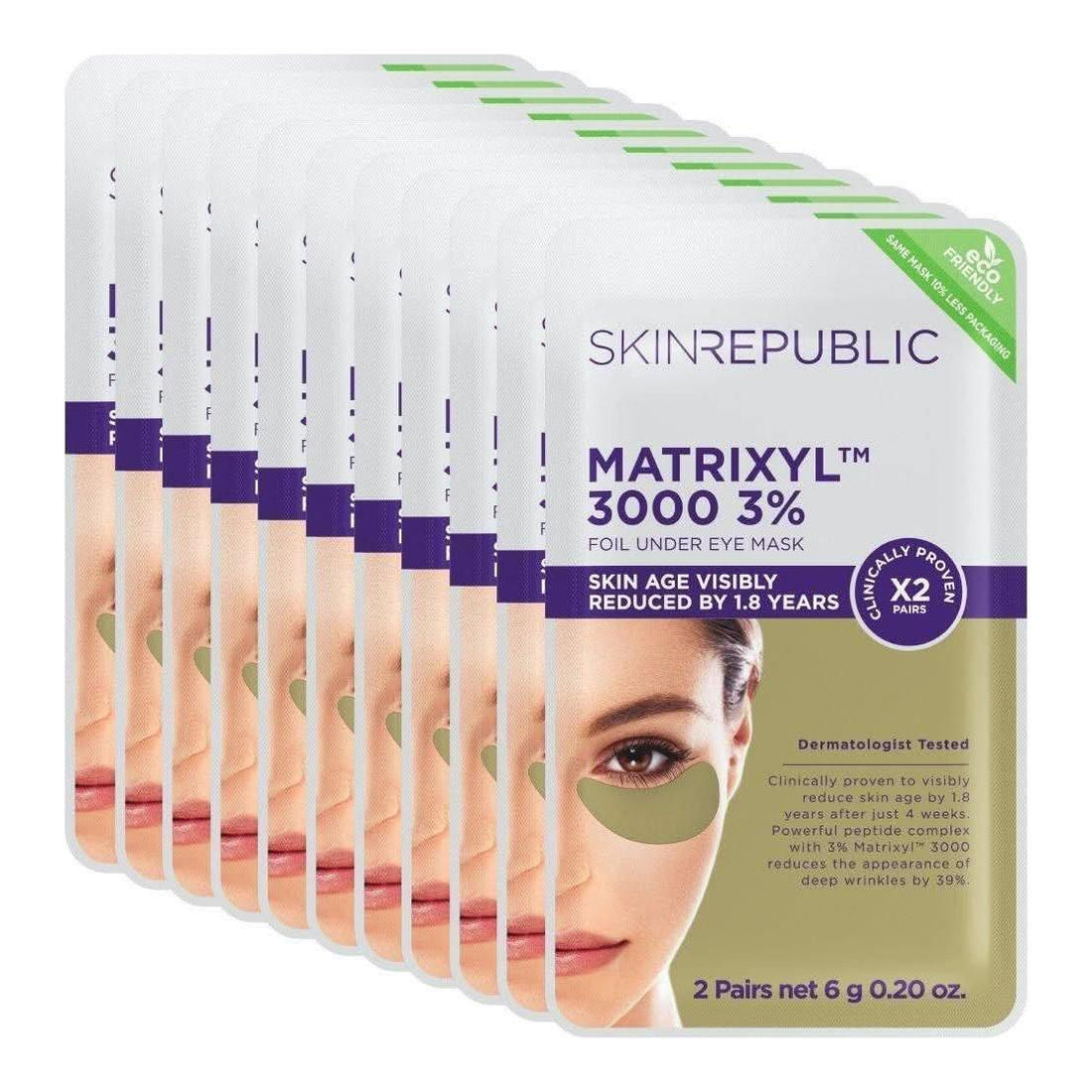 Skin Republic Matrixyl 3000 3% Foil Under Patch Pack of 10 | Clinically Proven to Reduce Deep Wrinkles & Visibly Reverse Skin Age Skin Republic