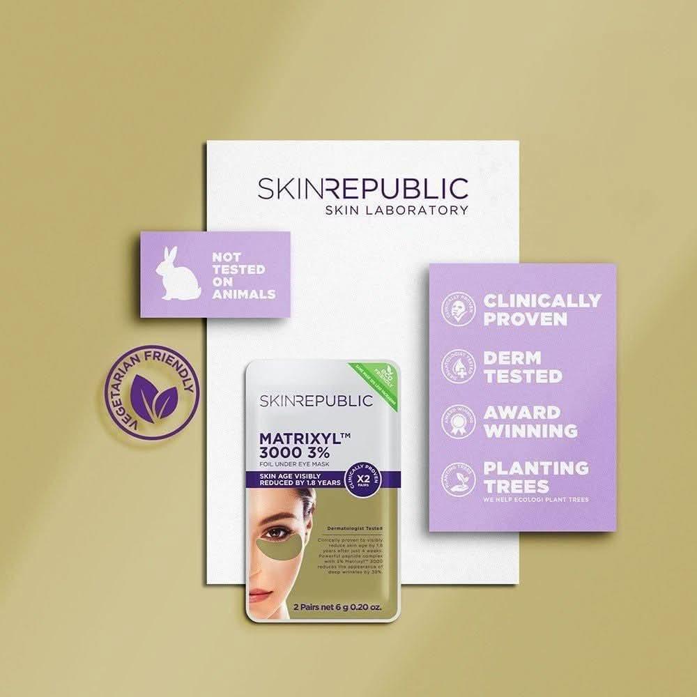 Skin Republic Matrixyl 3000 3% Foil Under Patch Pack of 10 | Clinically Proven to Reduce Deep Wrinkles & Visibly Reverse Skin Age Skin Republic