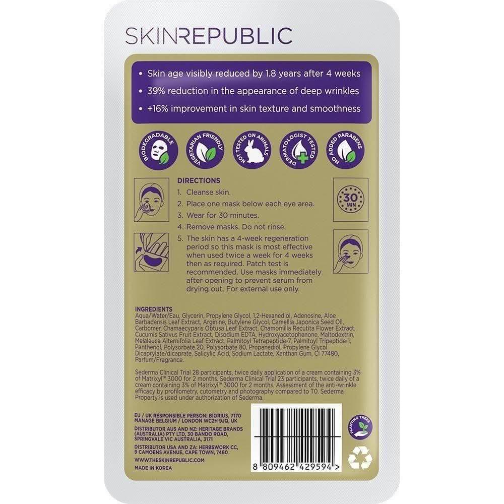 Skin Republic Matrixyl 3000 3% Foil Under Patch Pack of 10 | Clinically Proven to Reduce Deep Wrinkles & Visibly Reverse Skin Age Skin Republic
