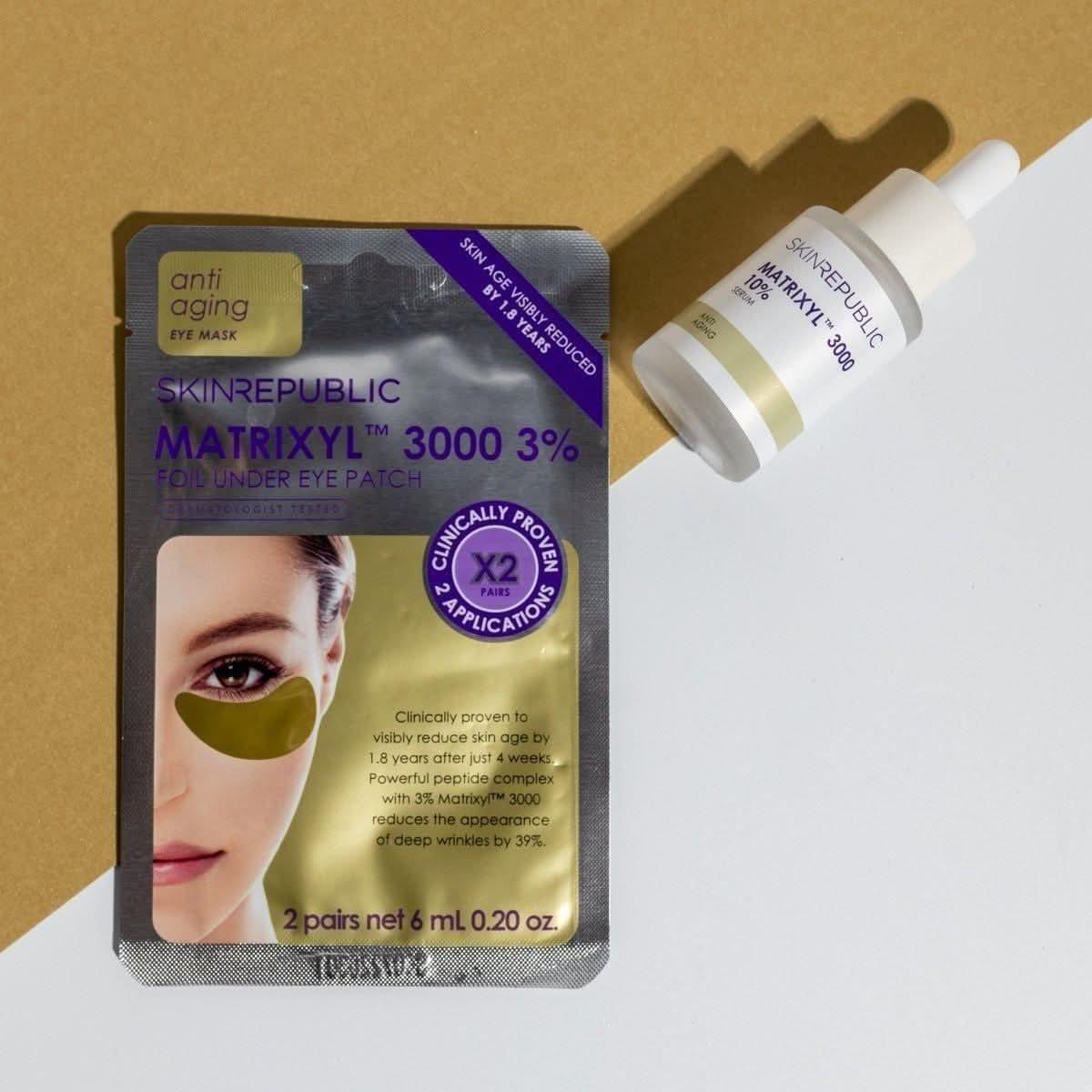 Skin Republic Matrixyl 3000 3% Foil Under Patch Pack of 10 | Clinically Proven to Reduce Deep Wrinkles & Visibly Reverse Skin Age Skin Republic