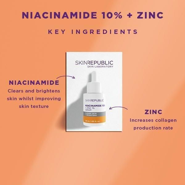 Skin Republic Niacinamide 10% + Zinc 1% Serum 30ml | Clearer Skin & Smaller Pores in 4 Weeks