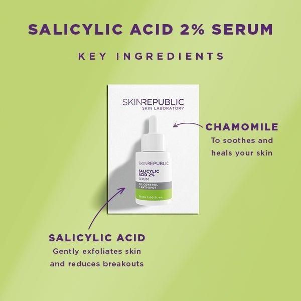 Skin Republic Salicylic Acid 2% Serum 30ml | Clears Blemishes & Reduces Oil in 7 Days