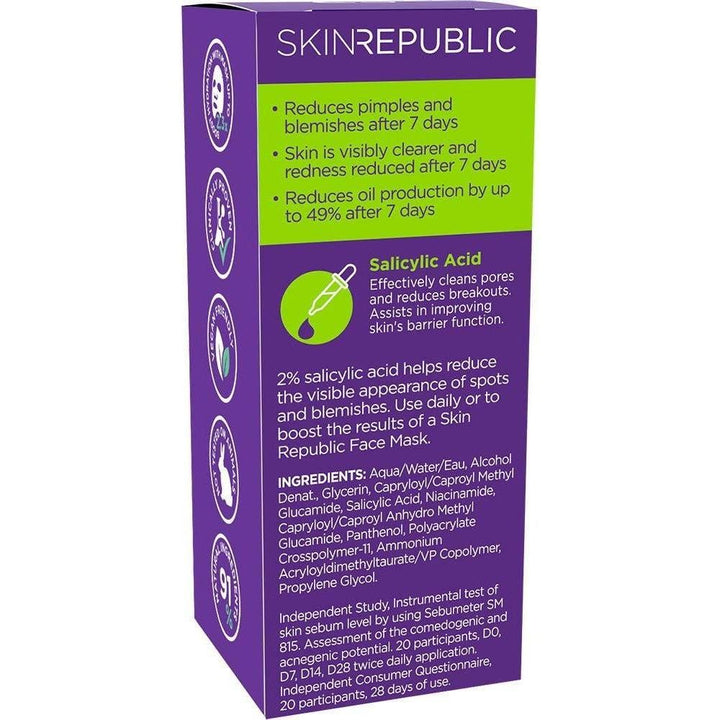 Skin Republic Salicylic Acid 2% Serum 30ml | Clears Blemishes & Reduces Oil in 7 Days