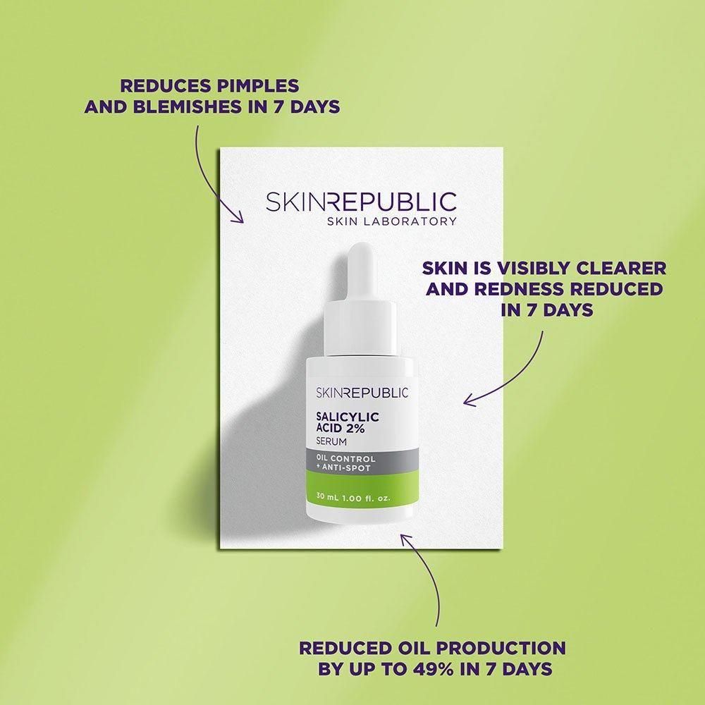 Skin Republic Salicylic Acid 2% Serum 30ml | Clears Blemishes & Reduces Oil in 7 Days