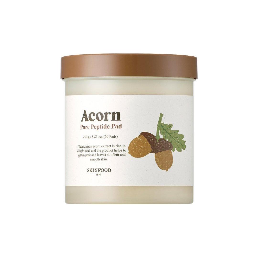 SKINFOOD Acorn Pore Peptide Pad 130ml / 60 Pads | Daily Pore-Tightening & Smoothing Toner Pads