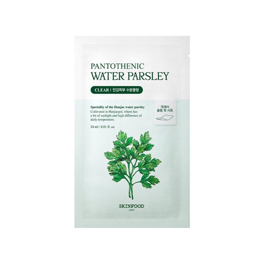 SKINFOOD Pantothenic Water Parsley Mask 10 Sheets | Hypoallergenic Soothing & Hydrating Sheet Mask for Sensitive Skin