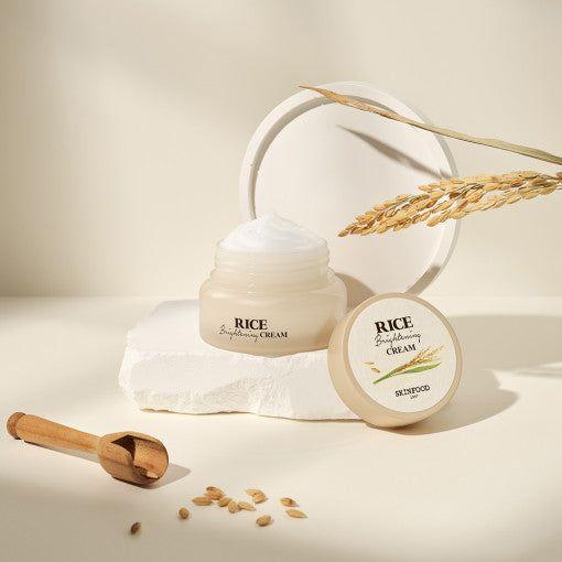 SKINFOOD Rice Brightening Cream 60ml | PHA & Rice Extract Moisturiser for Dull & Dehydrated Skin | Daily Hydrating Cream for Radiant, Poreless Glow