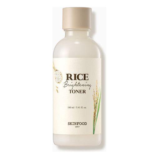 SKINFOOD Rice Brightening Toner 160ml | PHA & Rice Extract Exfoliating Toner for Dull & Porous Skin | Daily Hydrating & Pore-Refining Treatment