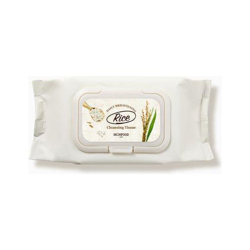 SKINFOOD Rice Daily Brightening Cleansing Tissues 80 Count | No-Rinse Makeup Remover Wipes with Rice Bran Water | For On-The-Go Cleansing & Brightening